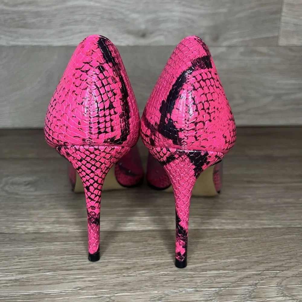 Vince‎ Camuto Clear Neon Poised Python Snakeskin Heels, Pink, 5.5